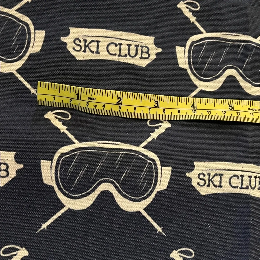 SKI CLUB Skiing Poles Goggles Upholstery Decorator Fabric Blue Gray 3 Yd x 58
